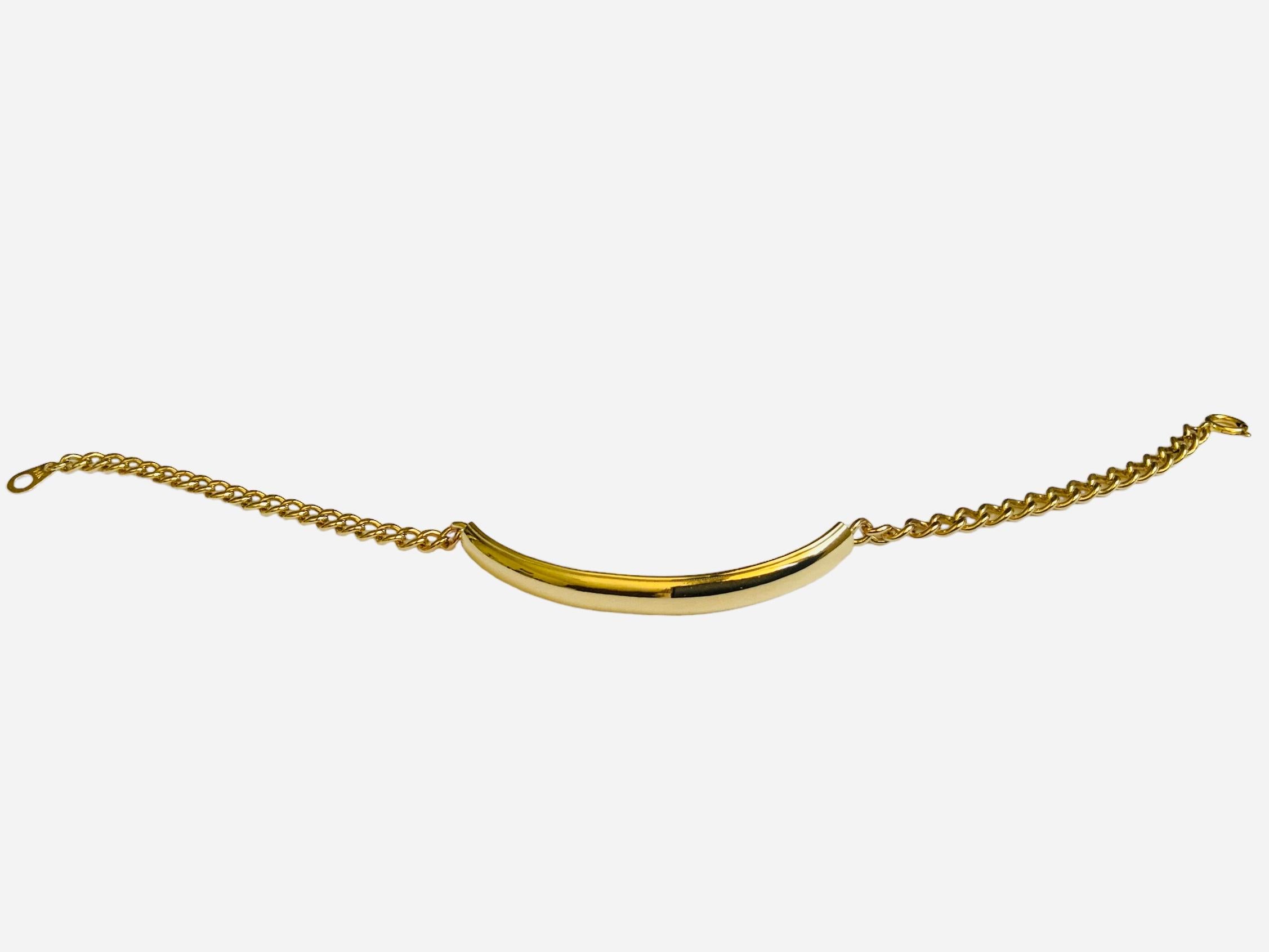 Modern 14K Gold Bar Link ID Bracelet For Sale