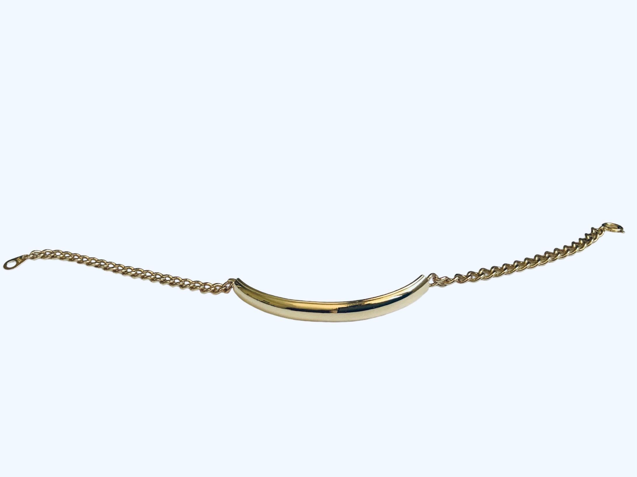 Women's or Men's 14K Gold Bar Link ID Bracelet For Sale