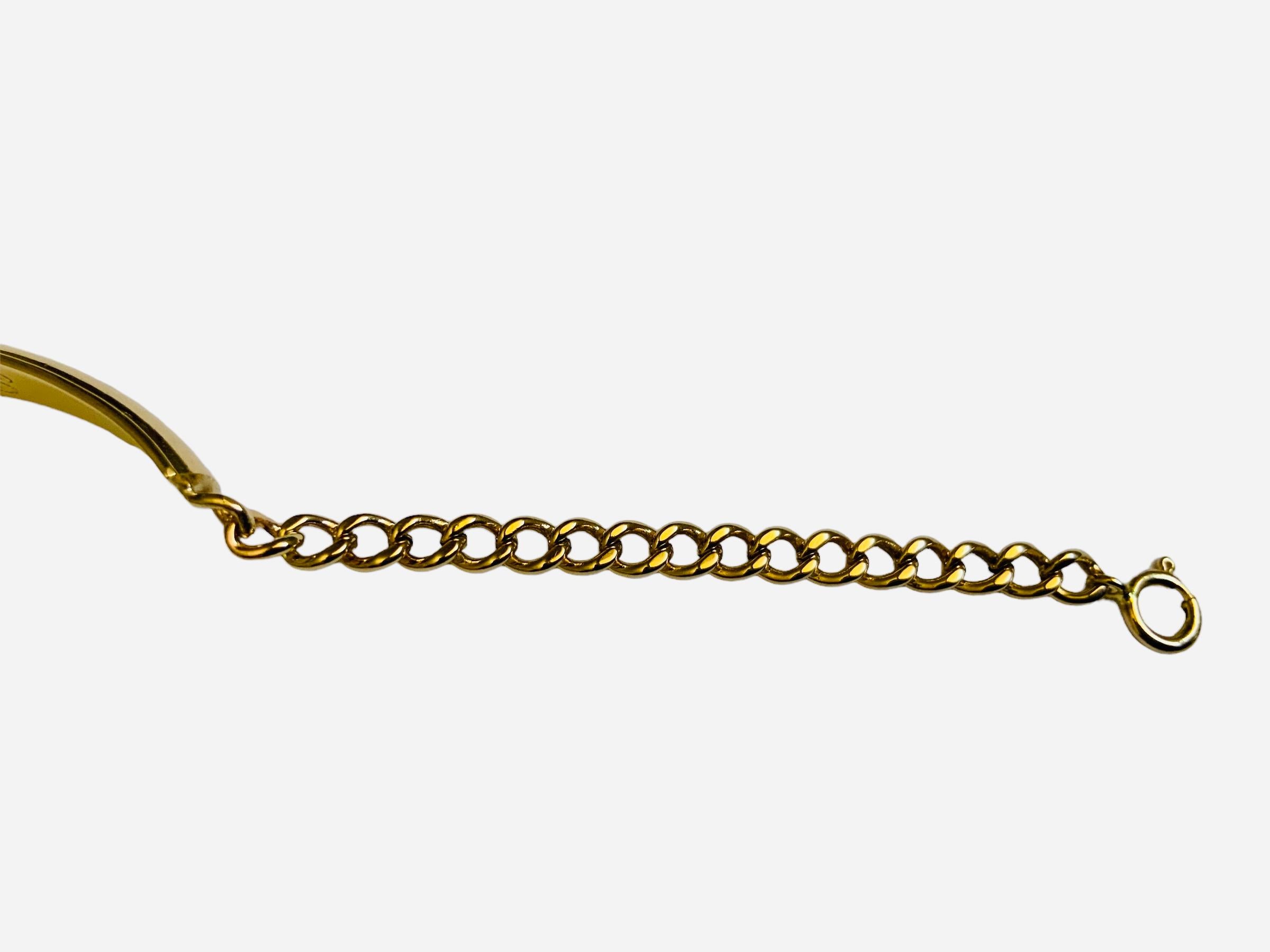 14K Gold Bar Link ID Bracelet For Sale 2