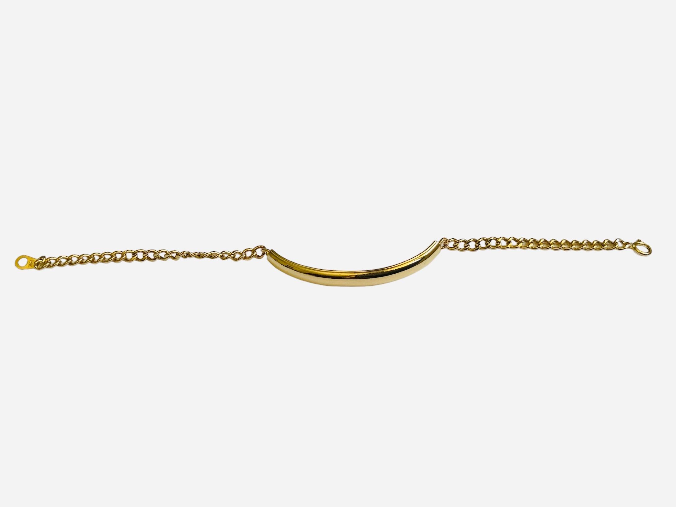 14K Gold Bar Link ID Bracelet For Sale 4
