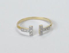 14k Gold Bar Ring Two Bar Diamond Ring Double Bar Ring