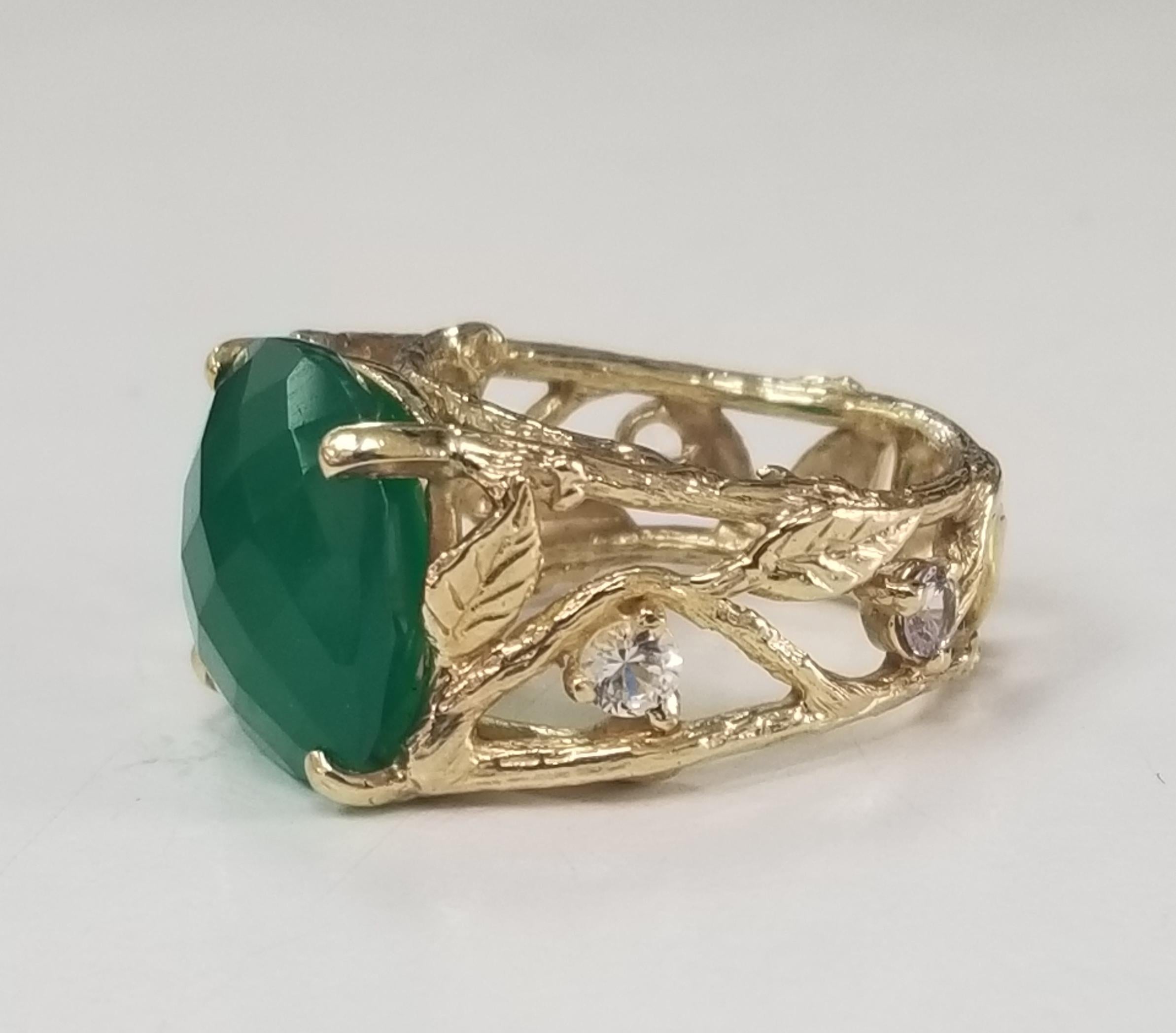 green onyx ring 14k gold