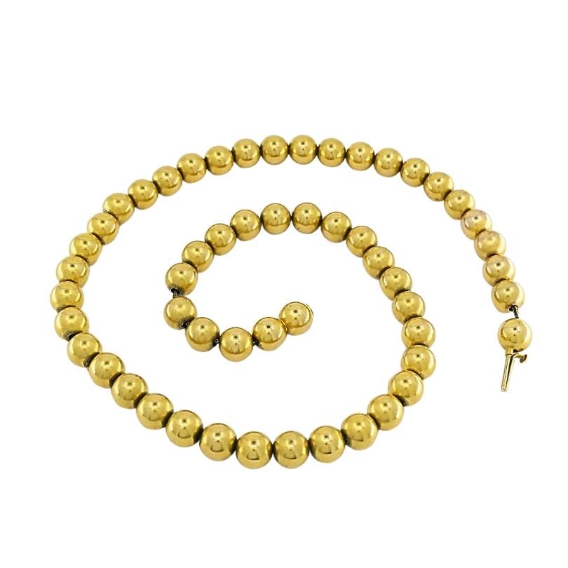 14k Gold Bead Necklace Vintage Jewelry In Good Condition For Sale In Beverly Hills, CA
