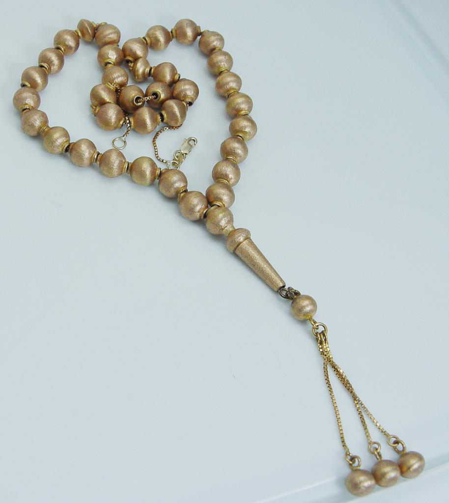 14K Gold Beaded Necklace Gold Bead Tassels For Sale 6