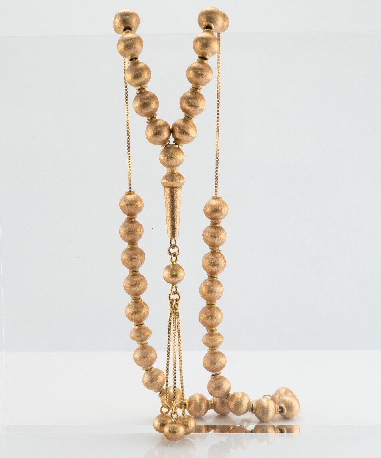 14K Gold Perlen Halskette Gold Perlen Quasten Damen im Angebot