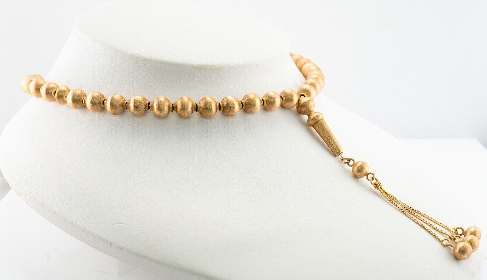 14K Gold Perlen Halskette Gold Perlen Quasten im Angebot 1