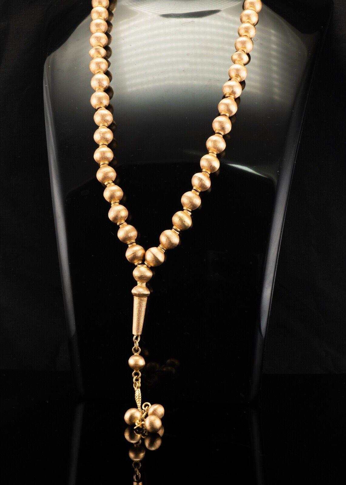14K Gold Beaded Necklace Gold Bead Tassels For Sale 4