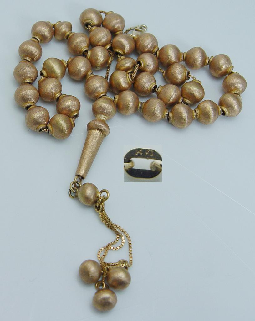 14K Gold Perlen Halskette Gold Perlen Quasten im Angebot 5