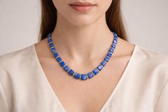 14K Gold Beaded Necklace with Blue Lapis Lazuli Stones 24 Inches