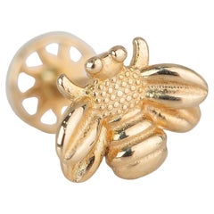 14K Gold Bee Piercing, Honeybee Gold Stud Earring