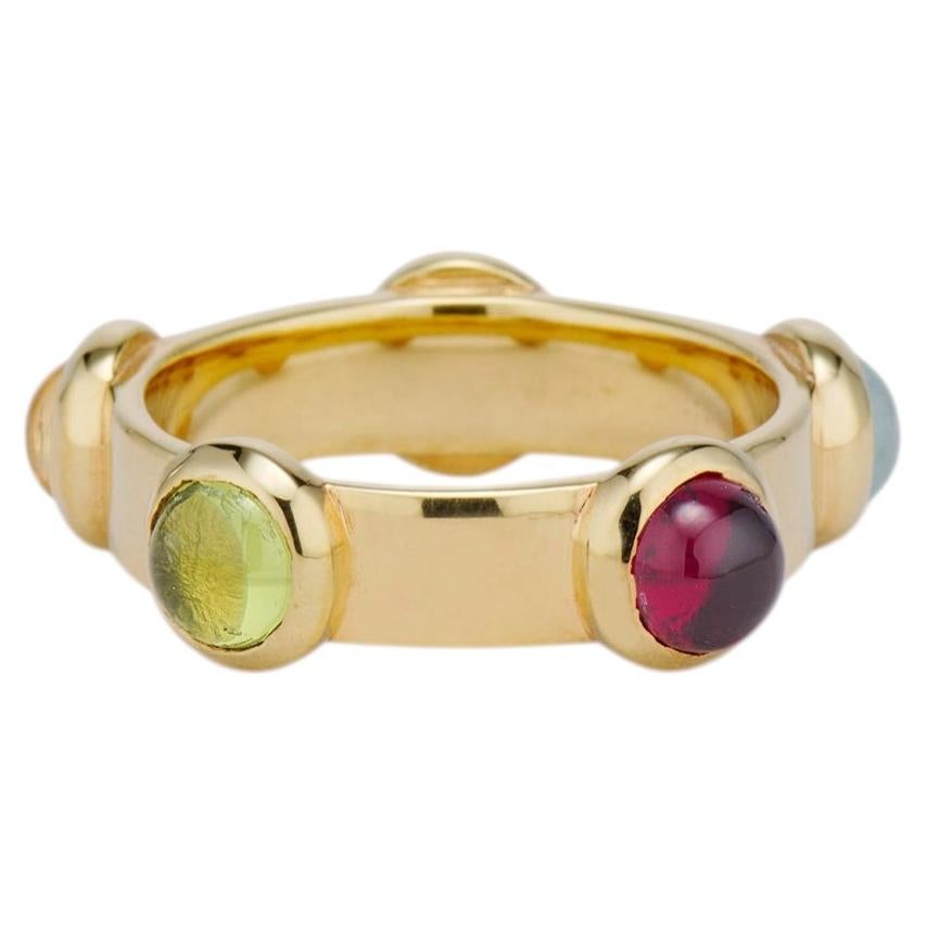 Bague imposante en or 14 carats avec monture en or et pierre précieuse en cabochon