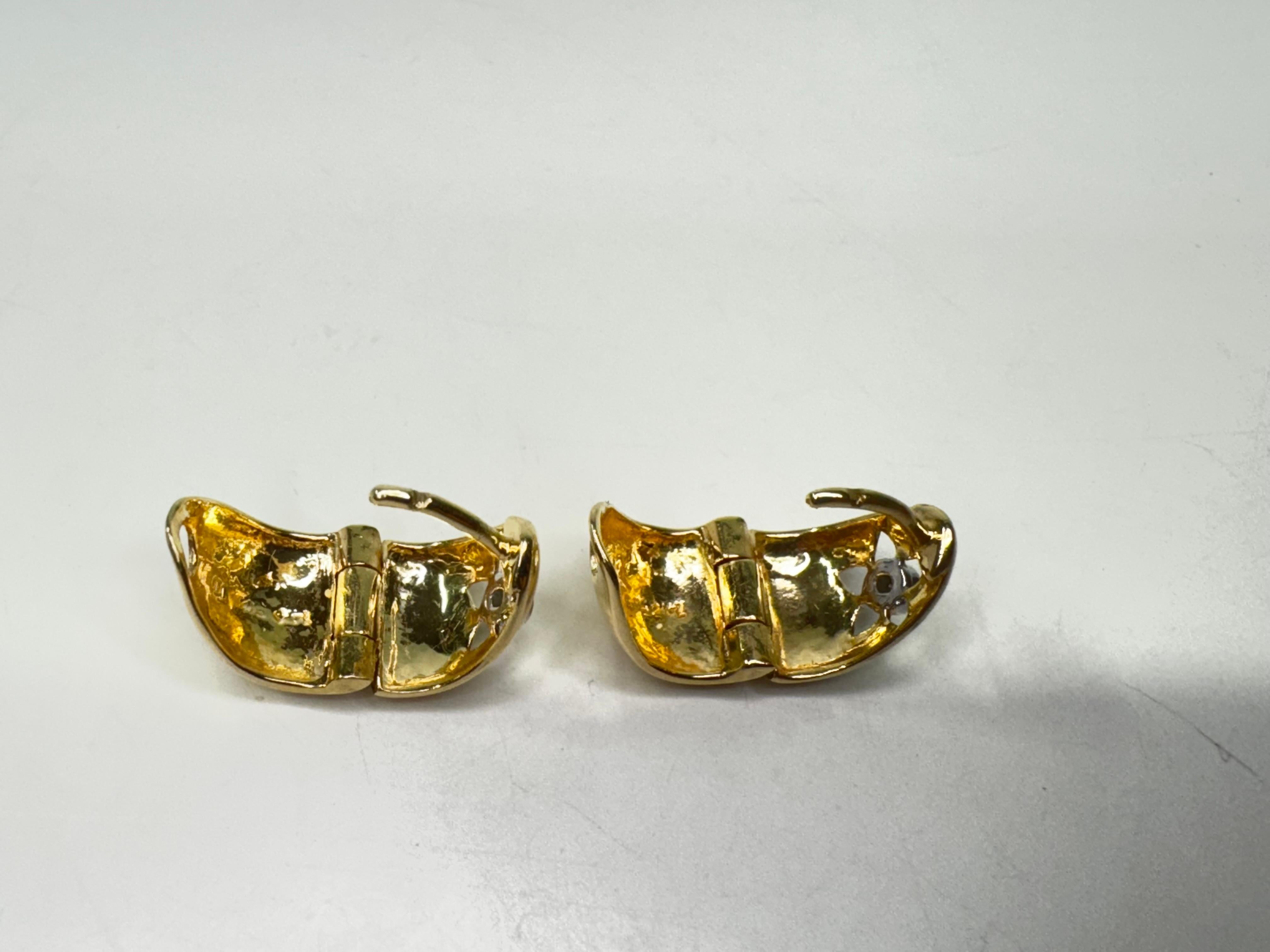 da uomo o donna Orecchini con castone in oro 14k in vendita
