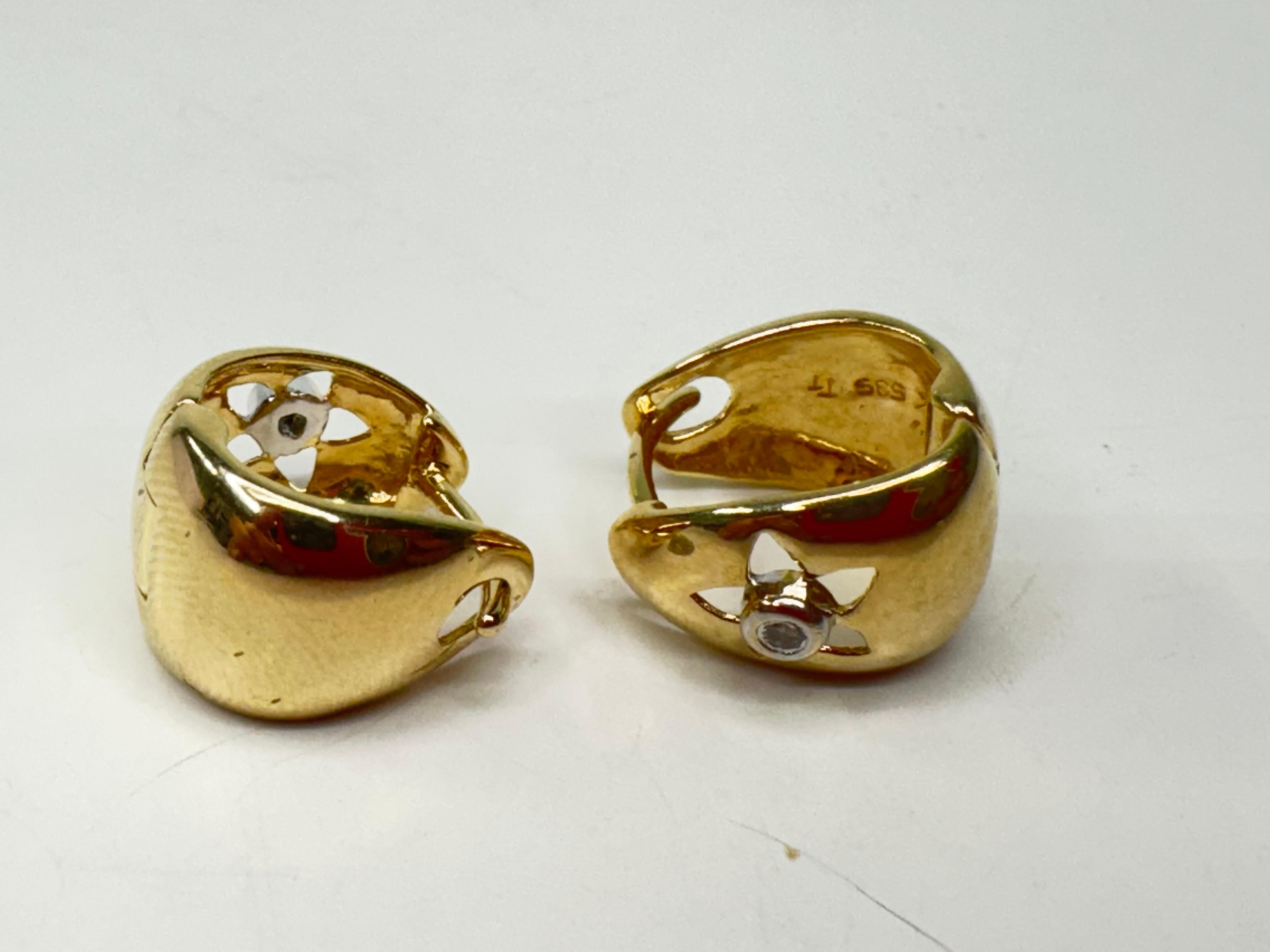 Orecchini con castone in oro 14k in vendita 3