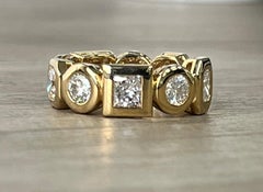 14K Gold Bezel Set Multi-Shape Diamond Eternity Band