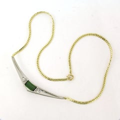 14k Gold Bicolor Choker Necklace with Green Tourmaline & Diamonds