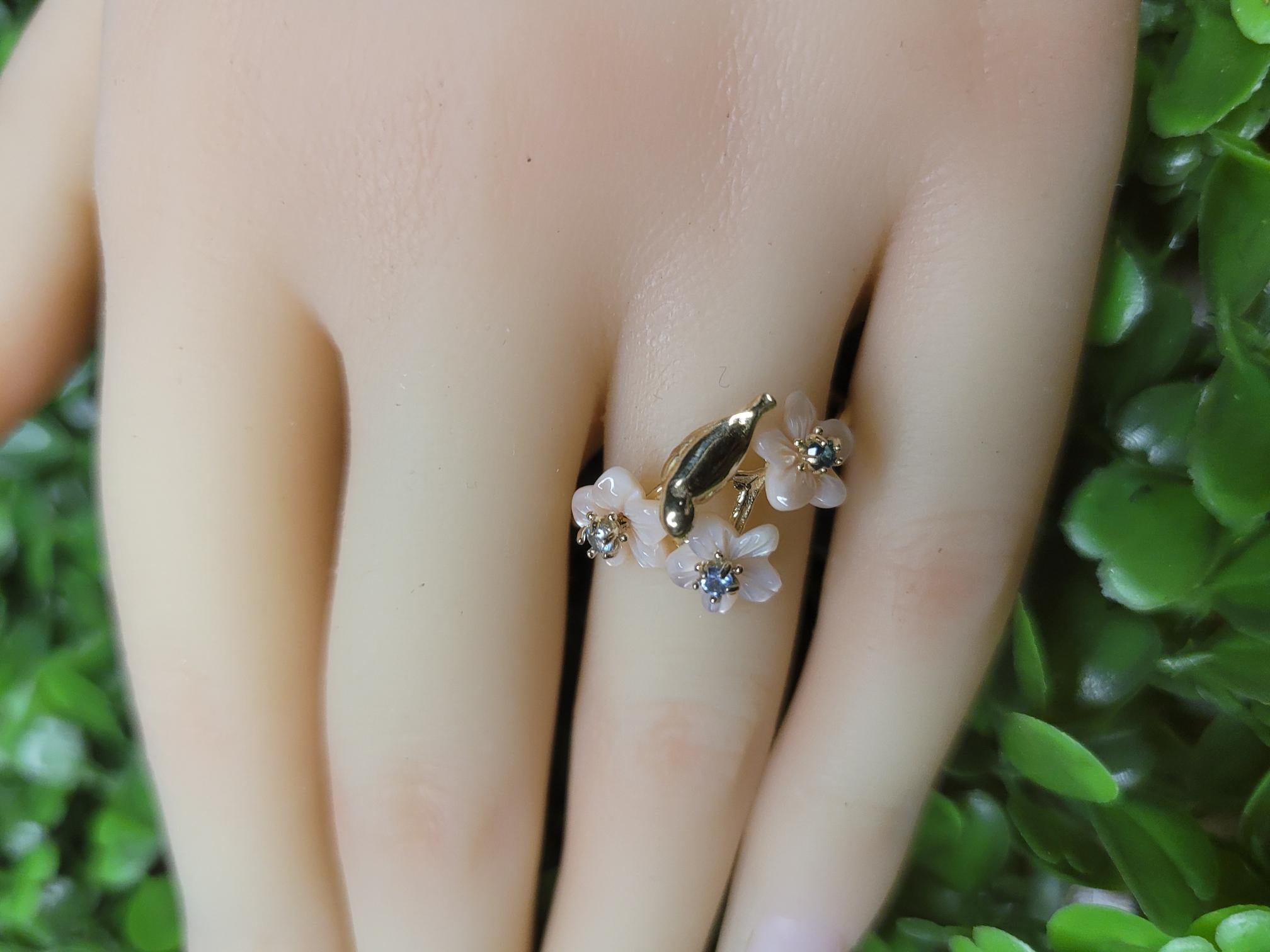 For Sale:  14k Gold Bird on Branch Ring 13