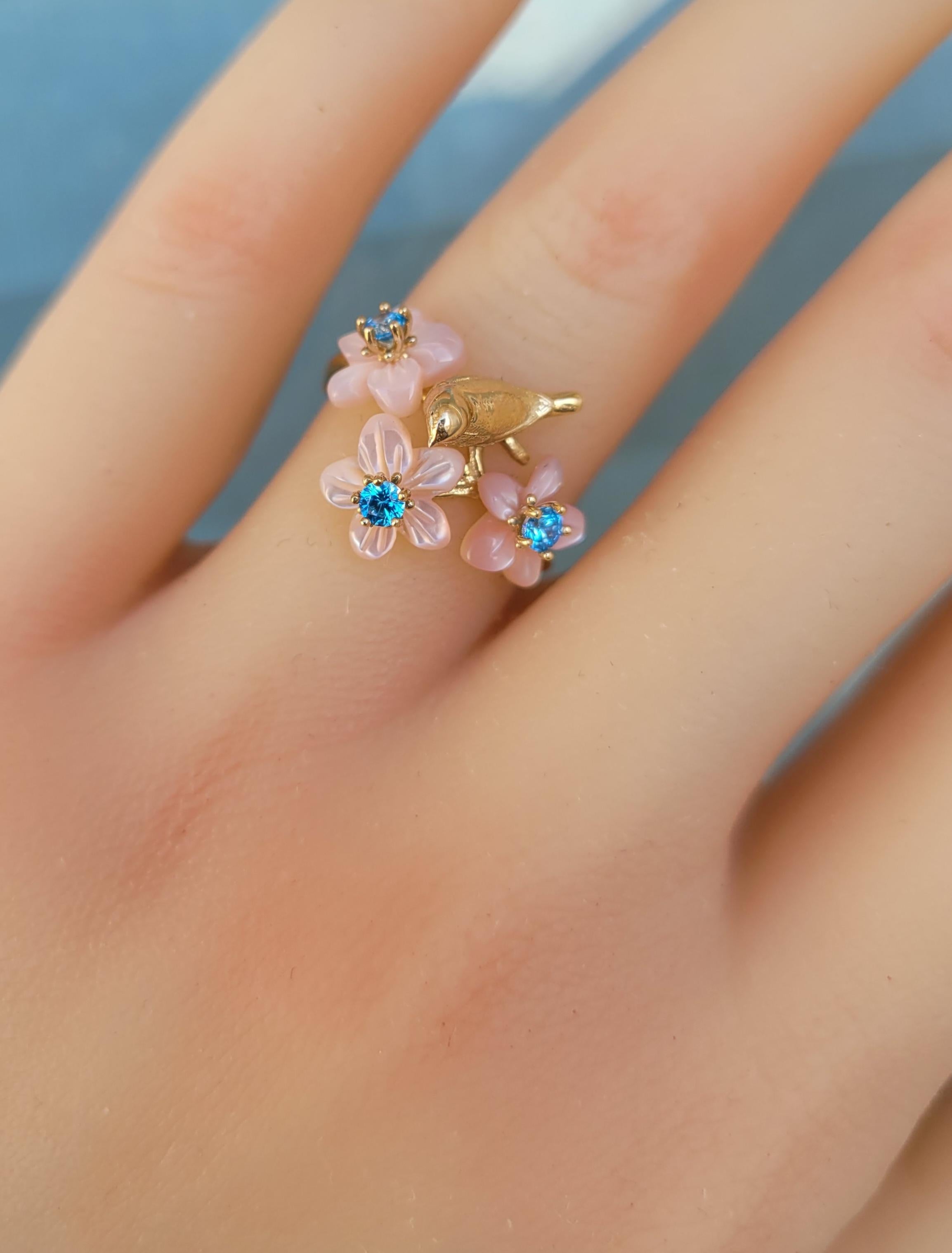 For Sale:  14k Gold Bird on Branch Ring 6