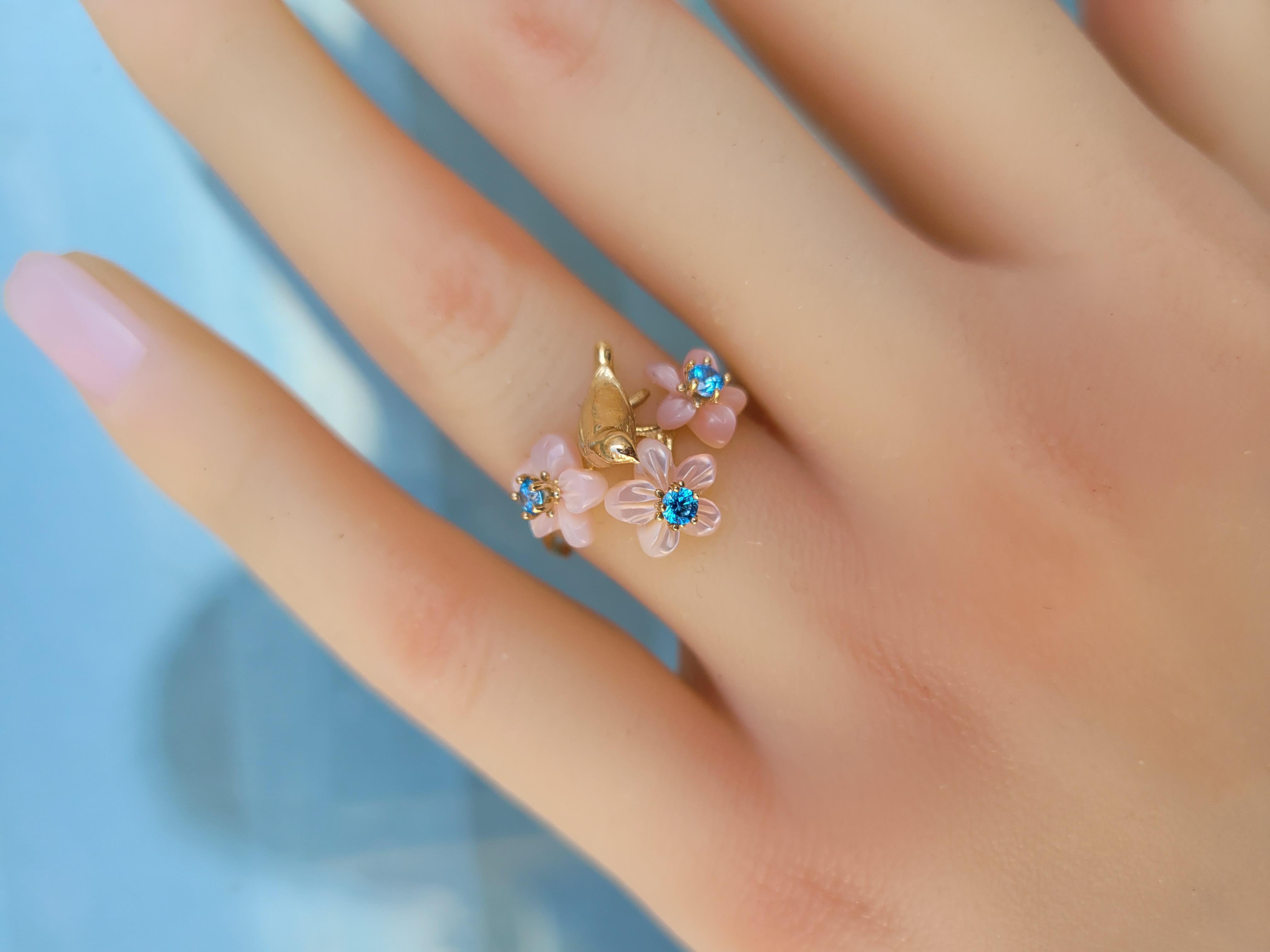 For Sale:  14k Gold Bird on Branch Ring 7