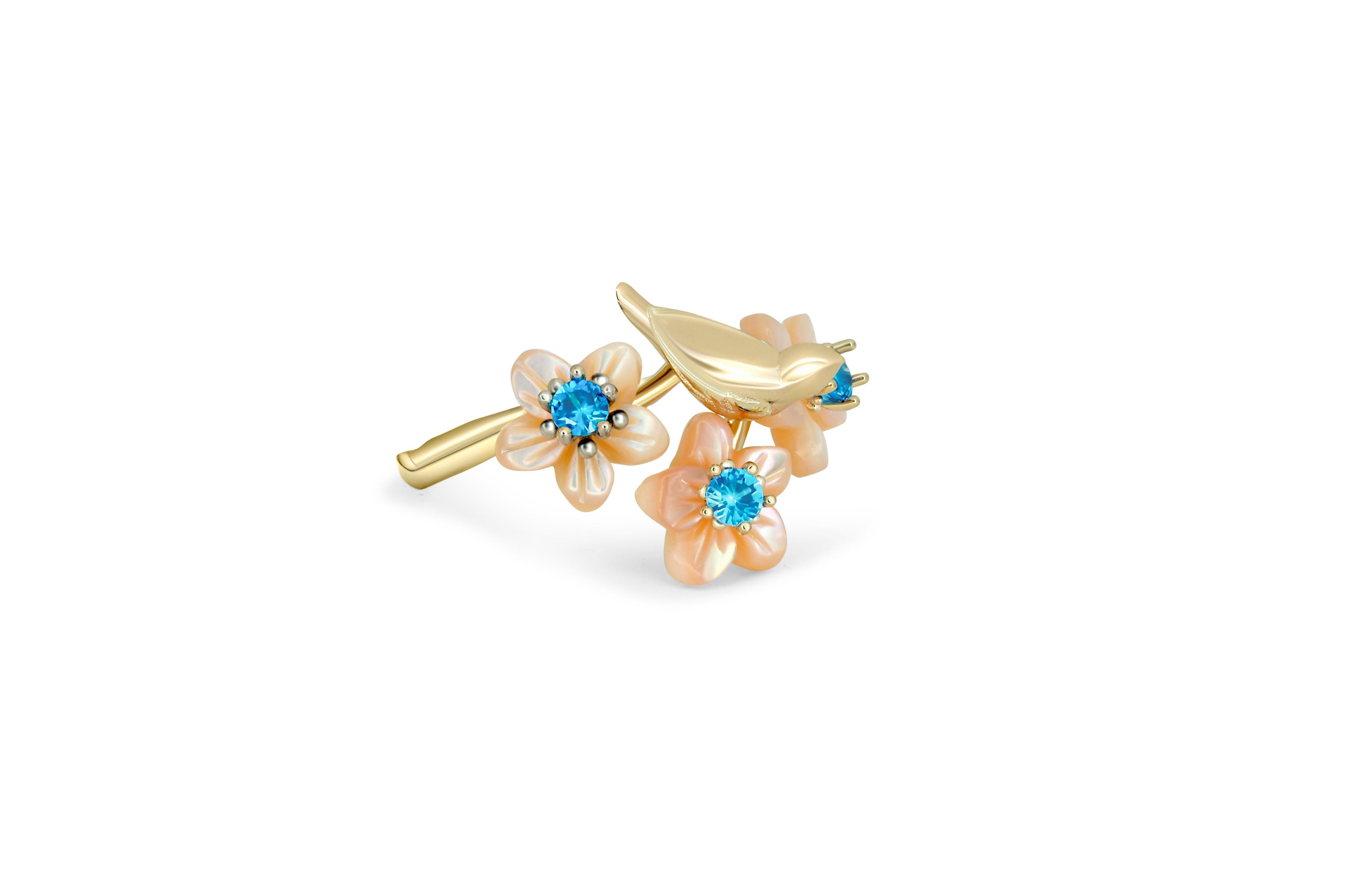 For Sale:  14k Gold Bird on Branch Ring 2