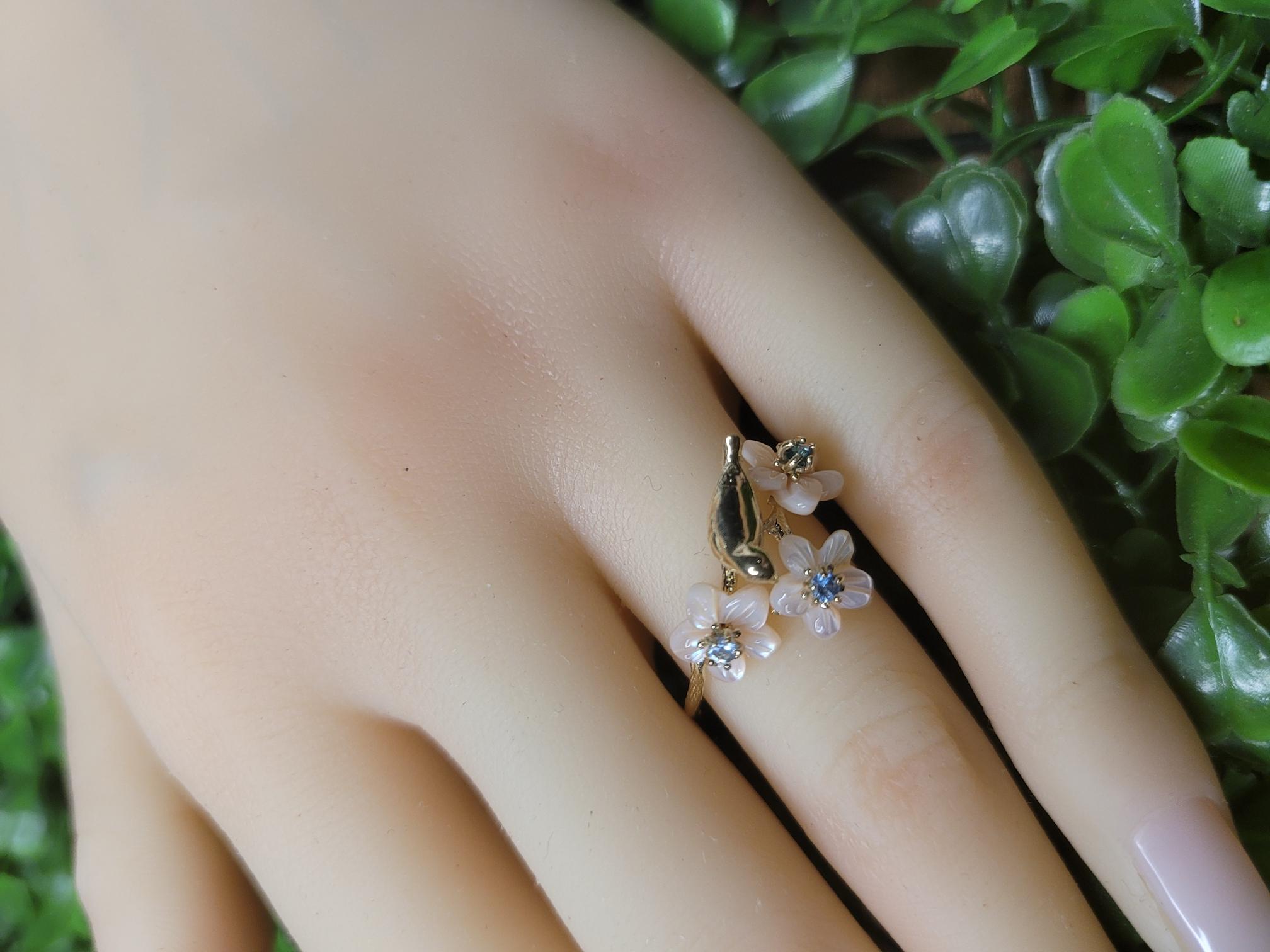 For Sale:  14k Gold Bird on Branch Ring 16