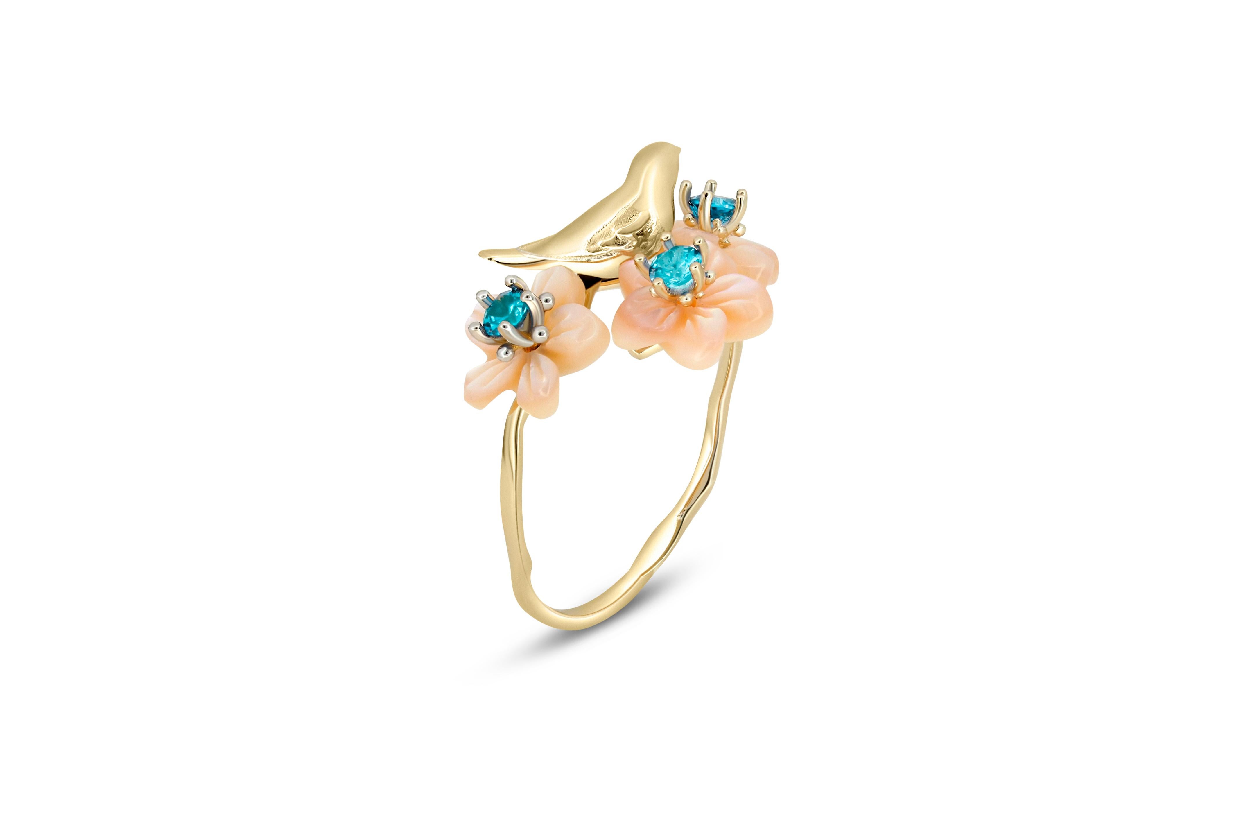 For Sale:  14k Gold Bird on Branch Ring 3