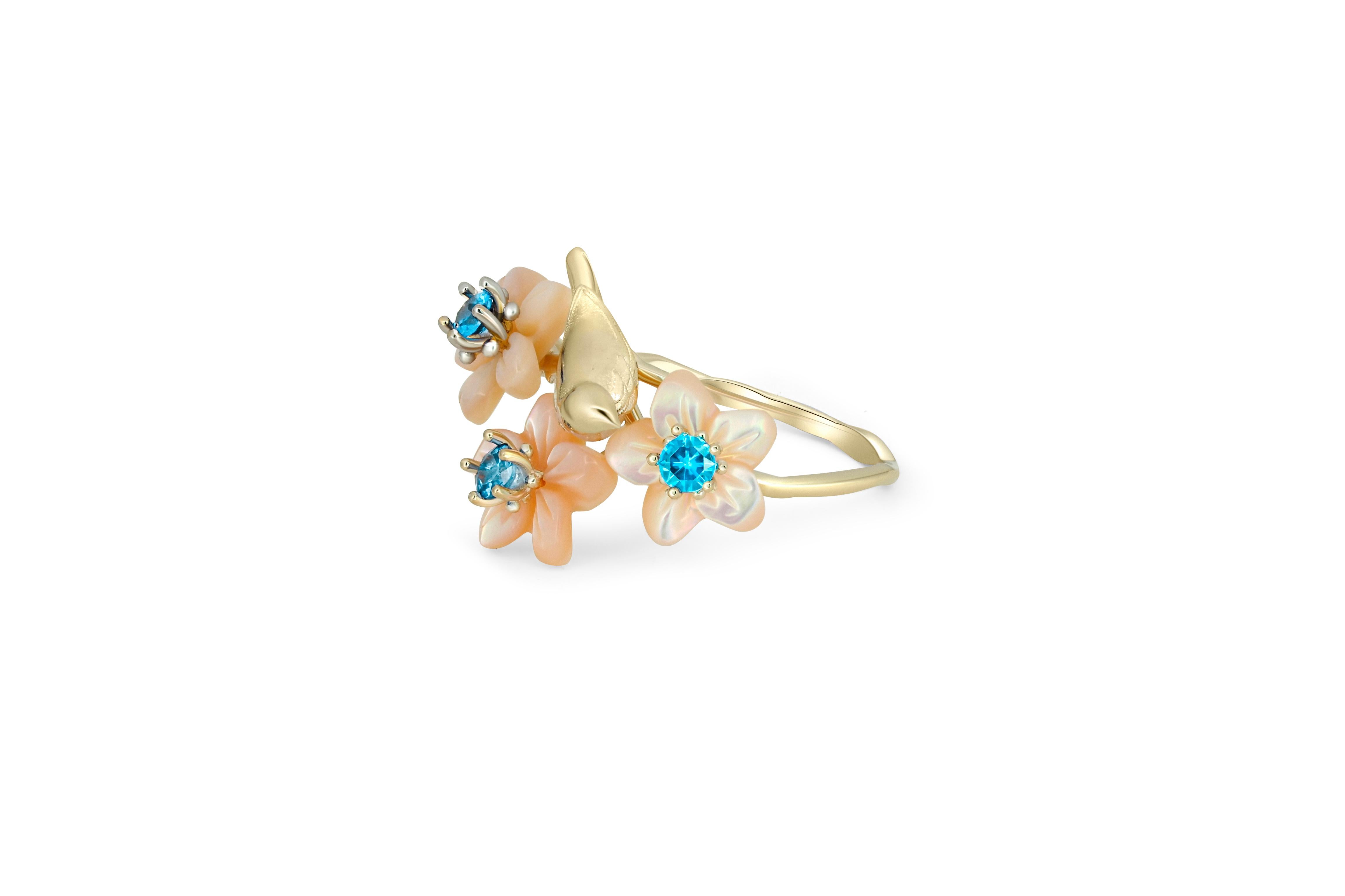 For Sale:  14k Gold Bird on Branch Ring 4