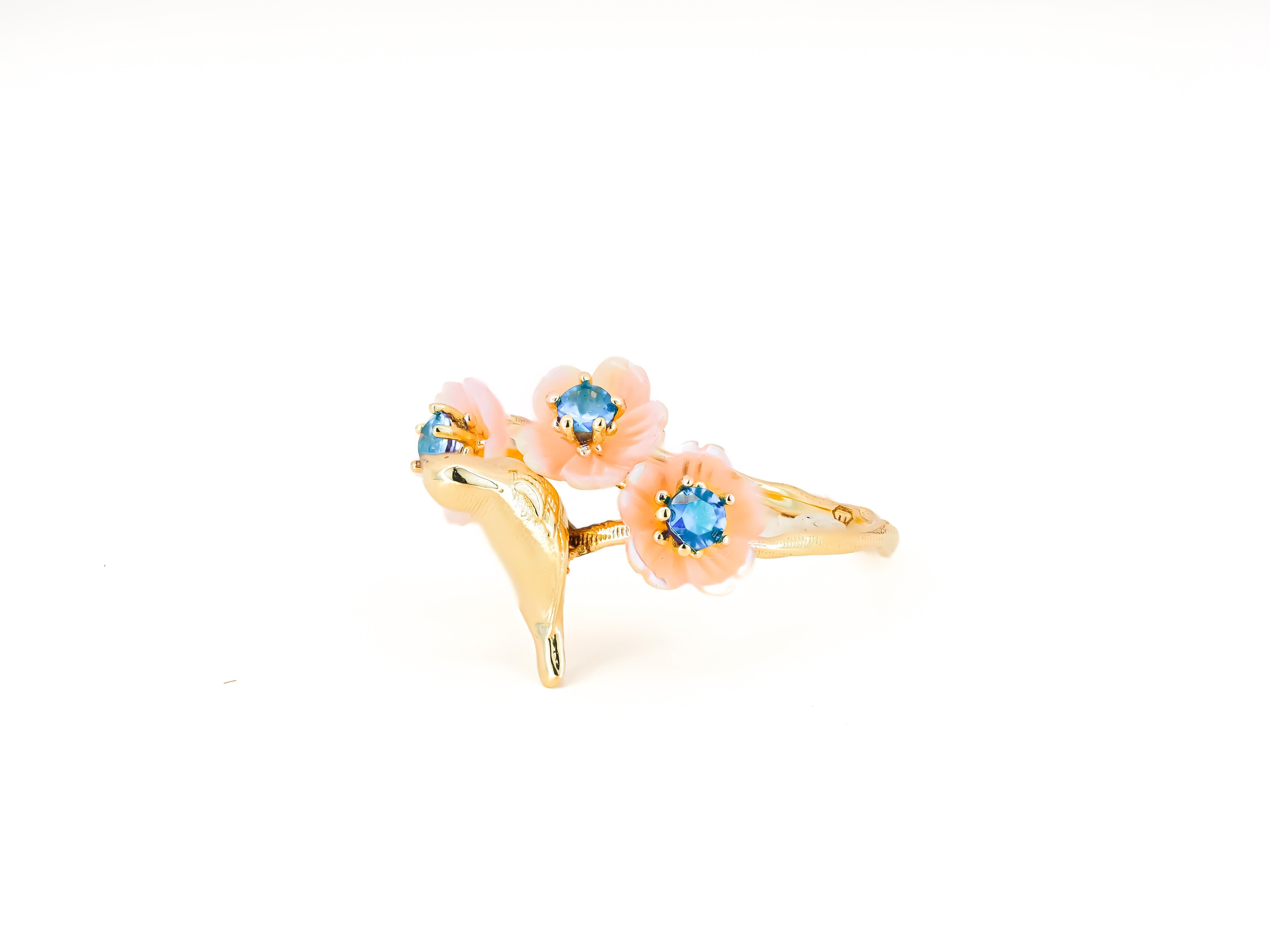 For Sale:  14k Gold Bird on Branch Ring 9