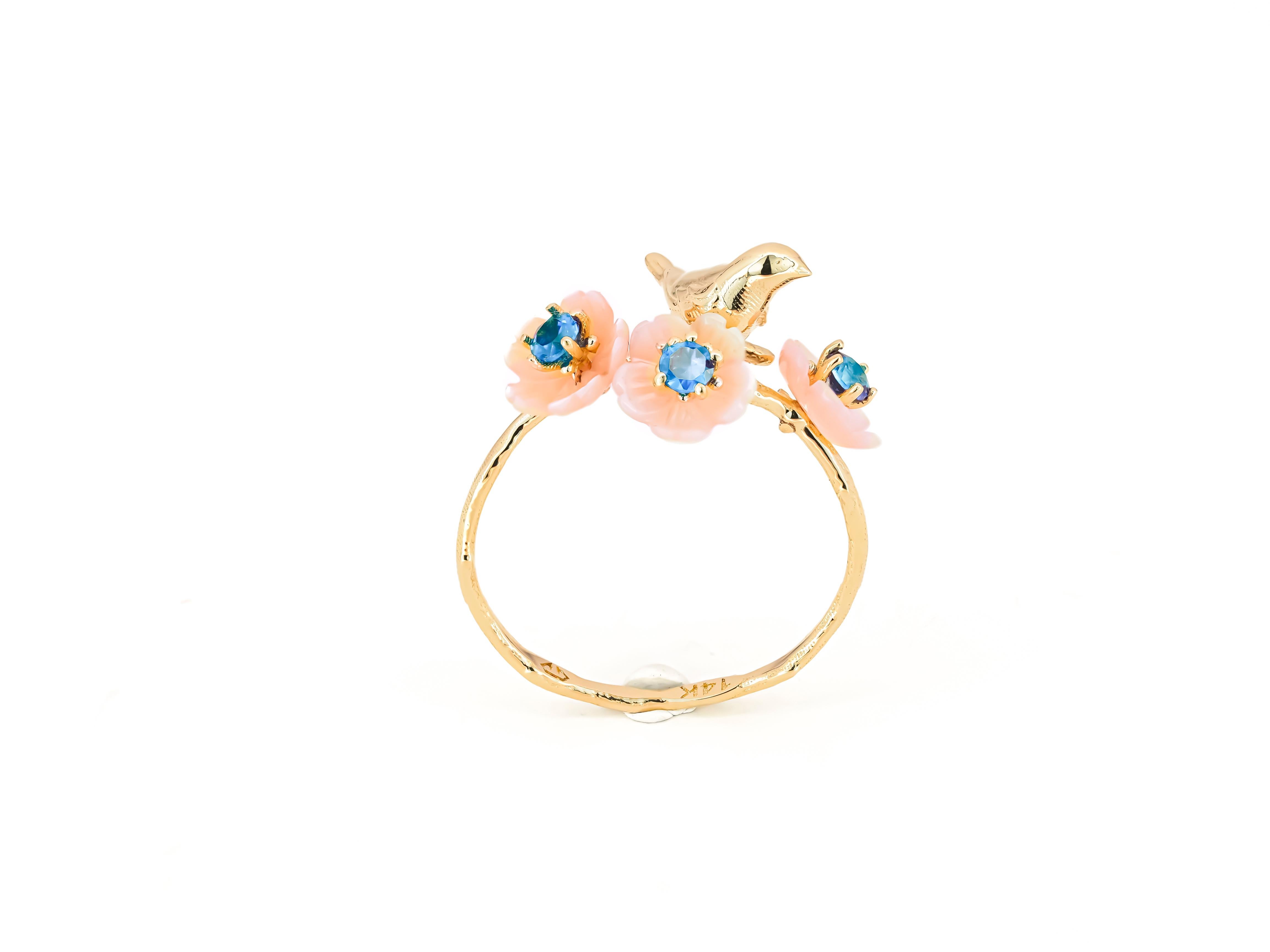For Sale:  14k Gold Bird on Branch Ring 11