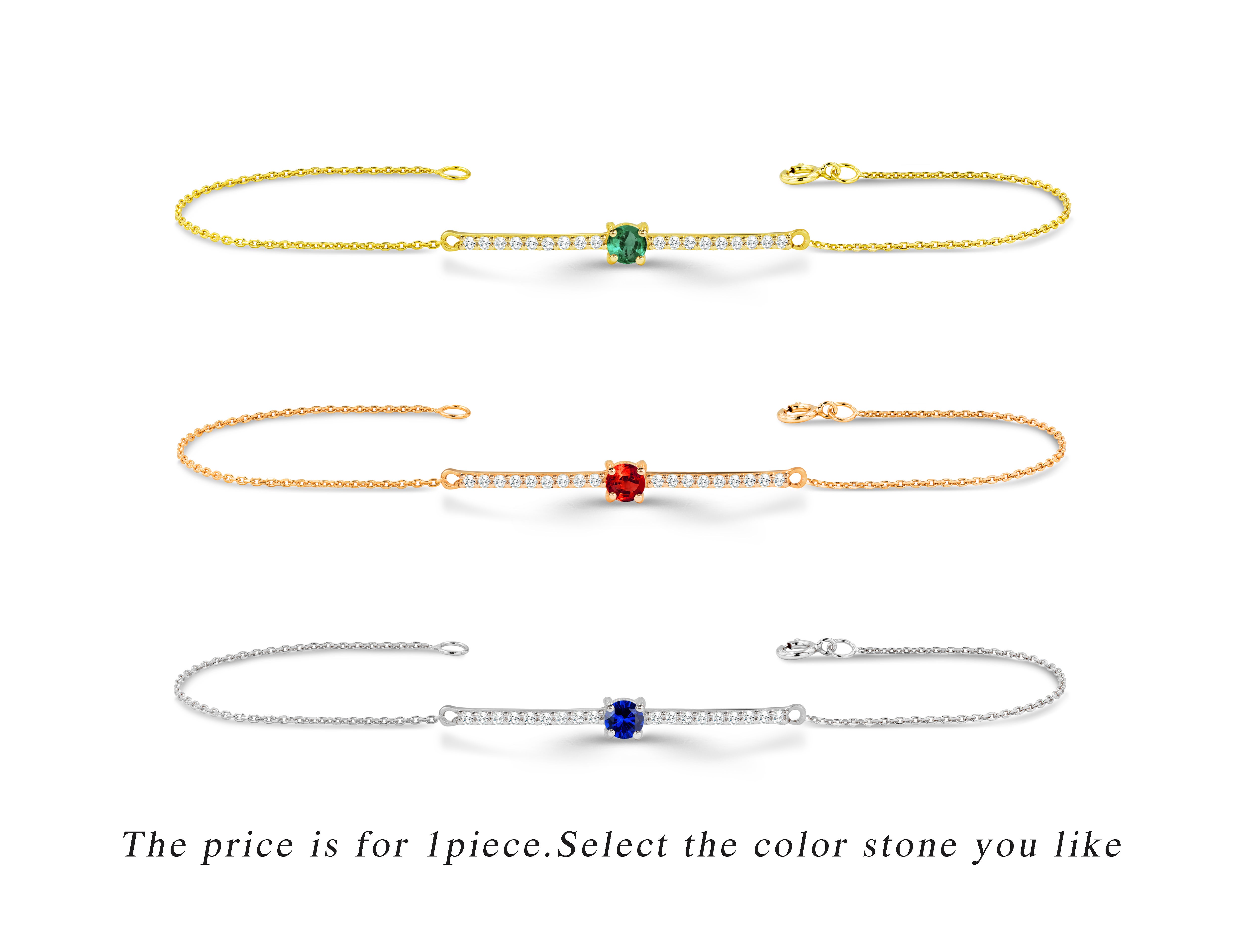 14K Gold Birthstones Bracelet Jewelry For Her Emerald Ruby Sapphire Bracelet