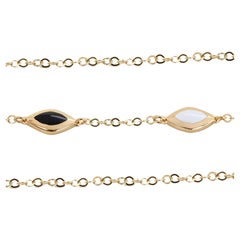 14K Gold Black and White Enameled Rhombus Dainty Bracelet