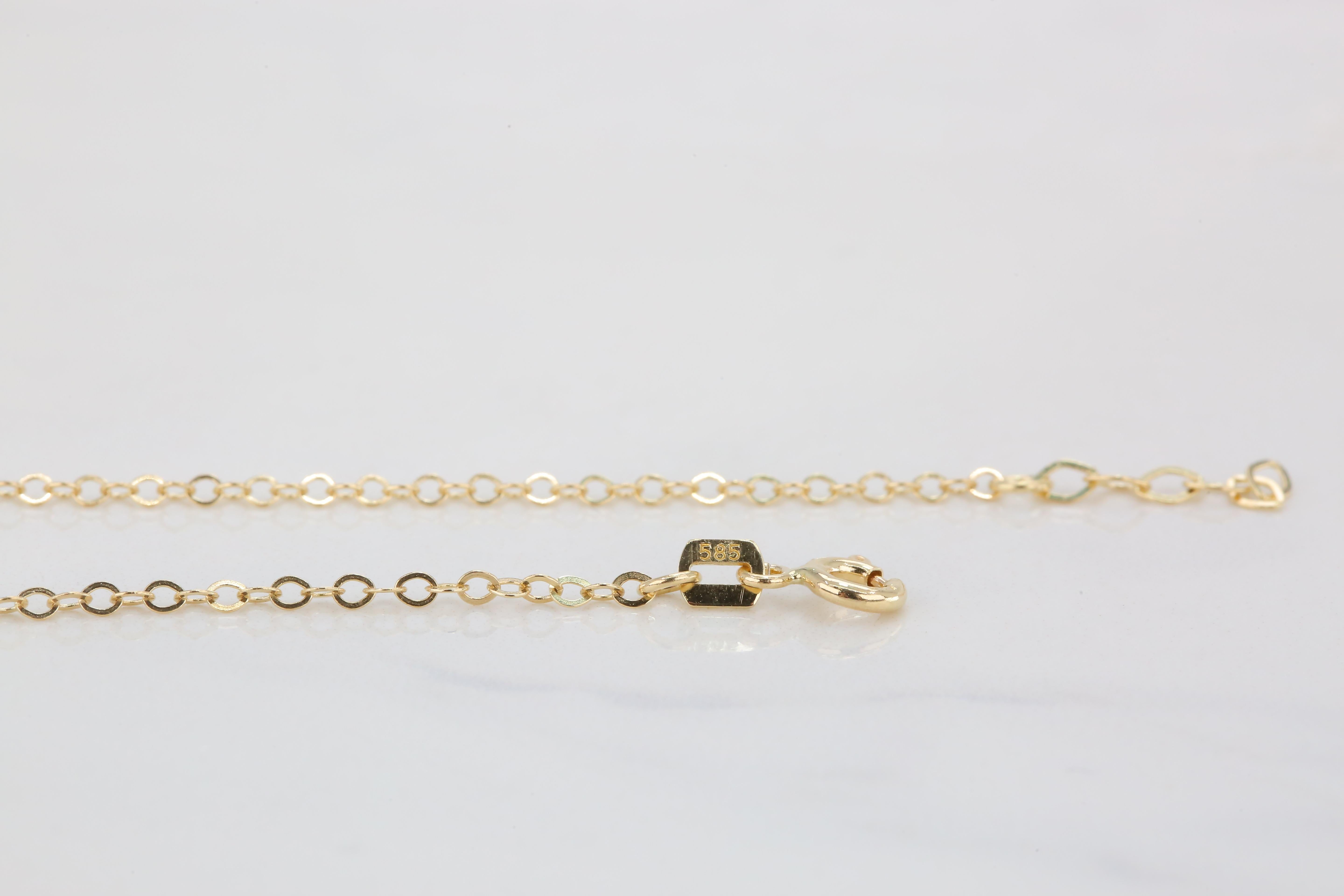 14K Gold Black Enameled Rectangle Shaped Charm Dainty Bracelet For Sale 3