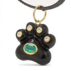 14k Gold Black Onyx Dog Paw Pendant by Designer Jen Proudman