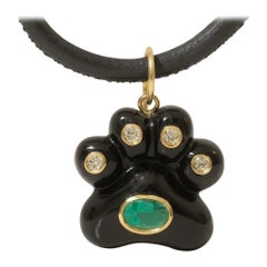 14k Gold Black Onyx Dog Paw Pendant by Designer Jen Proudman