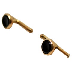 14k Gold Black Onyx Vintage Cuff Links