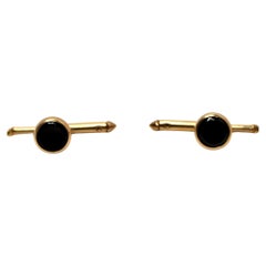 14k Gold Black Onyx Vintage Cuff Links