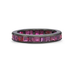 14 Karat Gold Black Rhodium Ruby Slim Channel Eternity Band Ring