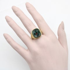 14K Gold Bloodstone Edwardian Intaglio Signet Ring