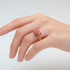 14k Gold blossom pink sakura flower ring