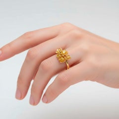 14k Gold blossom yellow flower ring