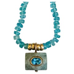 14k Gold Blue Apatite & Amazonite Pendant Necklace 14k Gold Blue Apatite & Amazonite Pendant Necklace