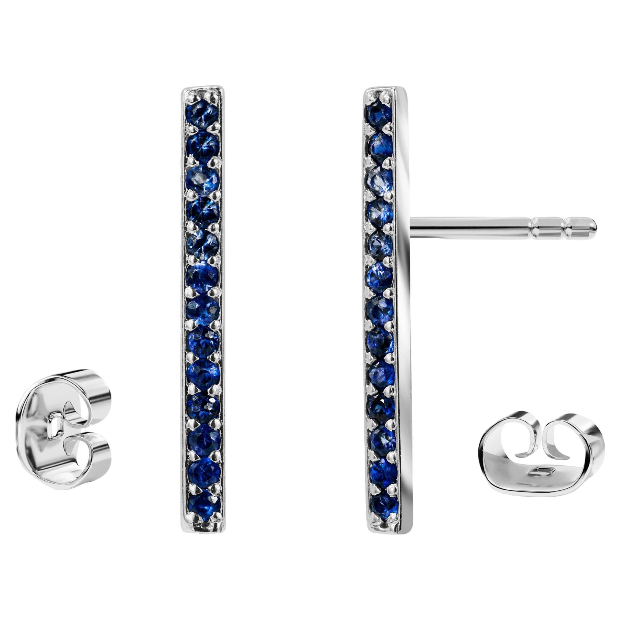 14K Gold Blauer Saphir 26 Teile Saphir Ohrstecker Bar-Ohrstecker
