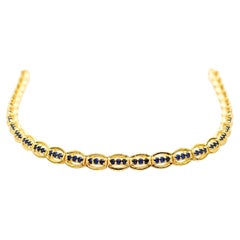 Bracciale moderno in oro 14K con zaffiro blu da 2,40 carati Bracciale con zaffiro blu da 7,5 pollici