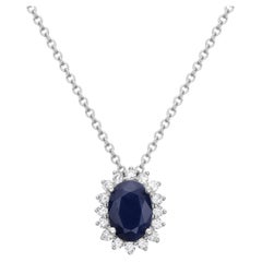 14K Gold Blue Sapphire Oval
Diamond Pendant 14K Gold Blue Sapphire Oval
Diamond Pendant