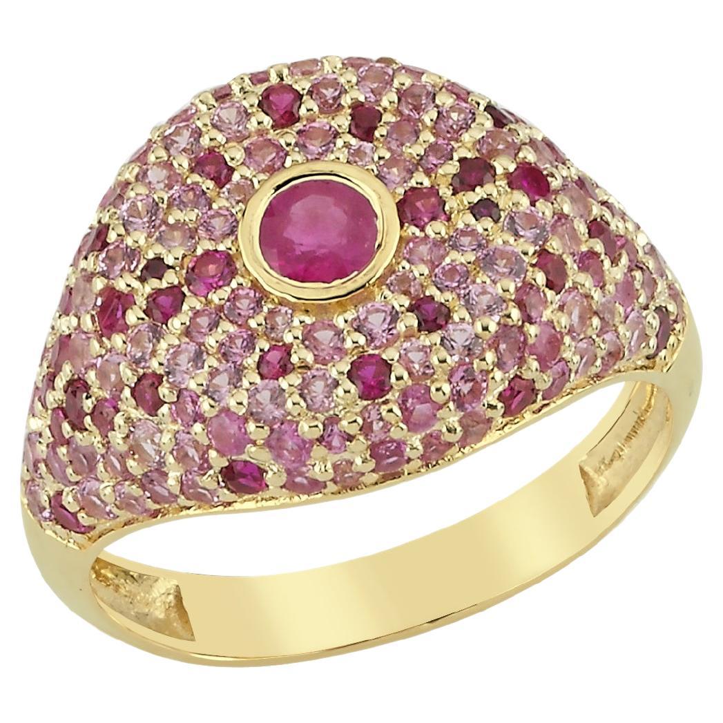 14k Gold BonBon Ring with 0.25 ct Ruby & 2.06 ct Pink Mix Sapphire
