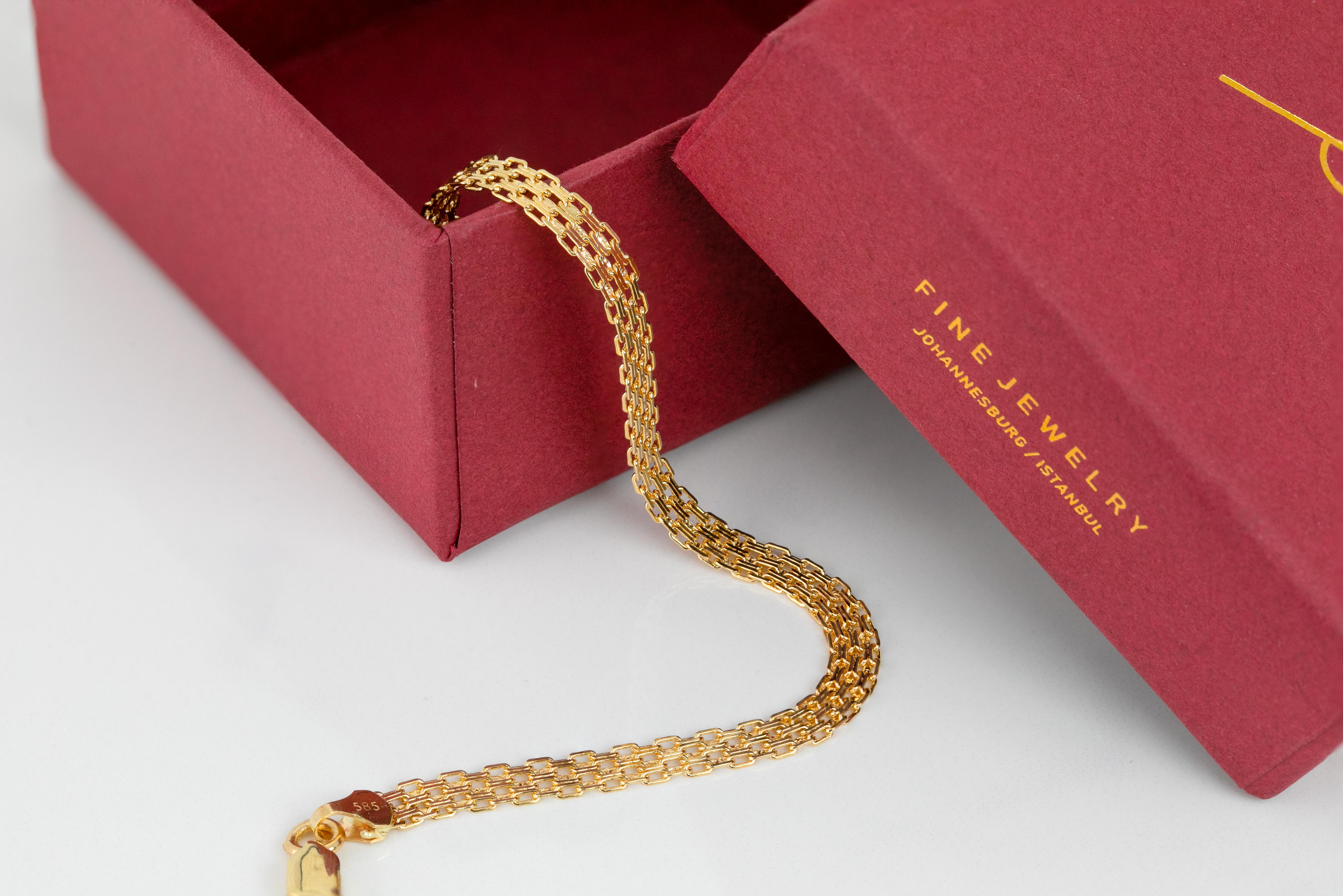 14k Gold Bracelet Bismark Chain Model Bracelet For Sale 2
