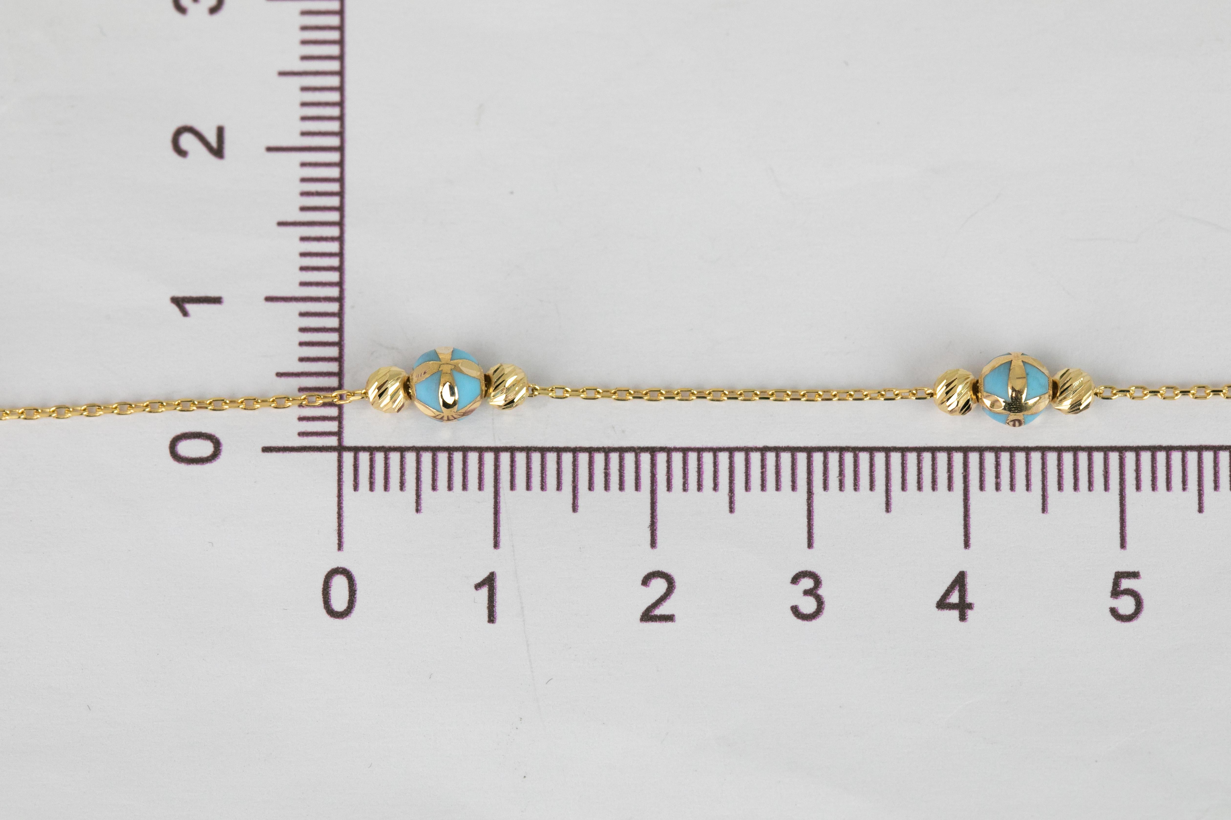 Women's 14k Gold Bracelet Blue Enameled and Dorica Collected Model Bracelet For Sale