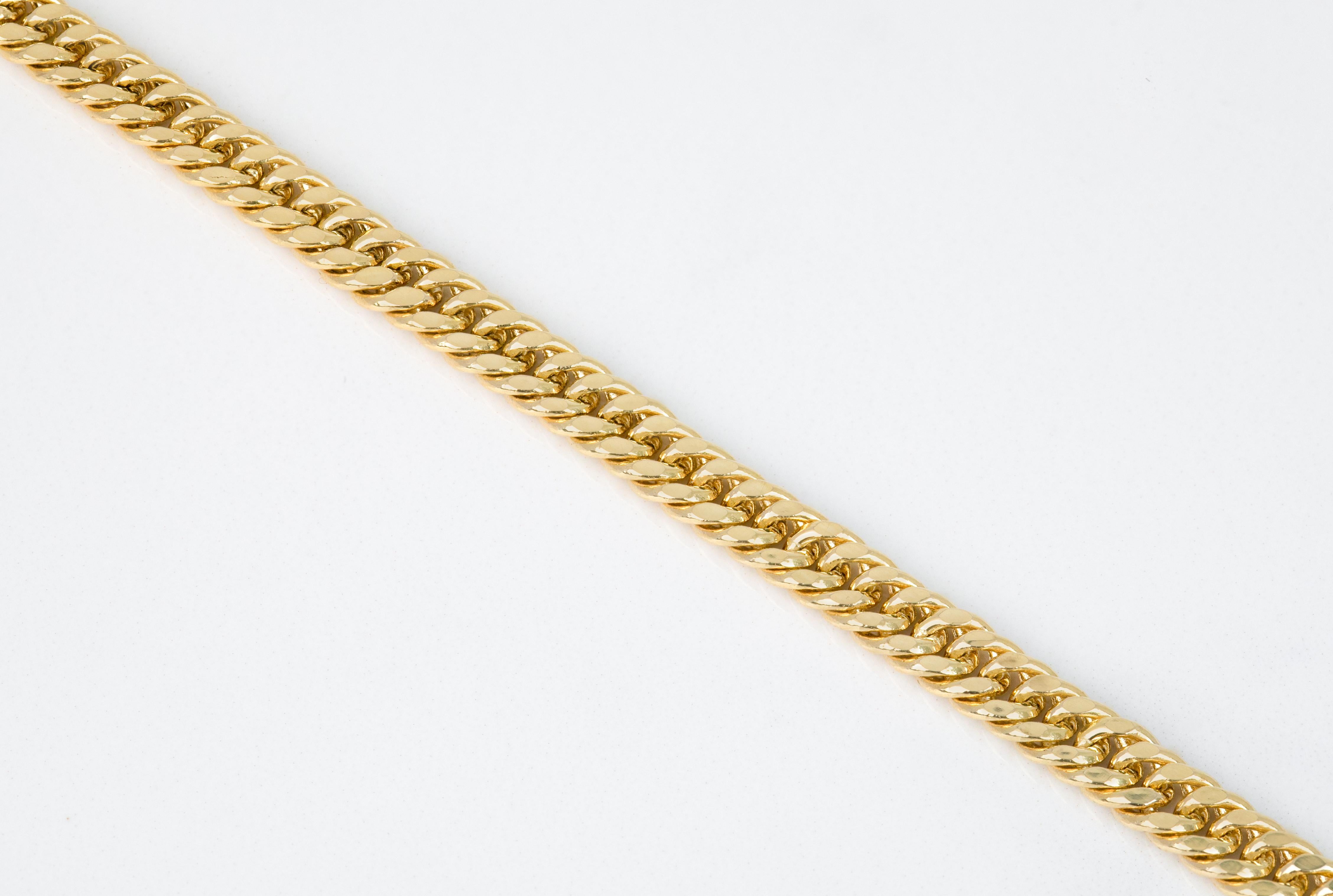 Contemporary 14k Gold Bracelet Cuban Link Gourmet Chain Bracelet For Sale