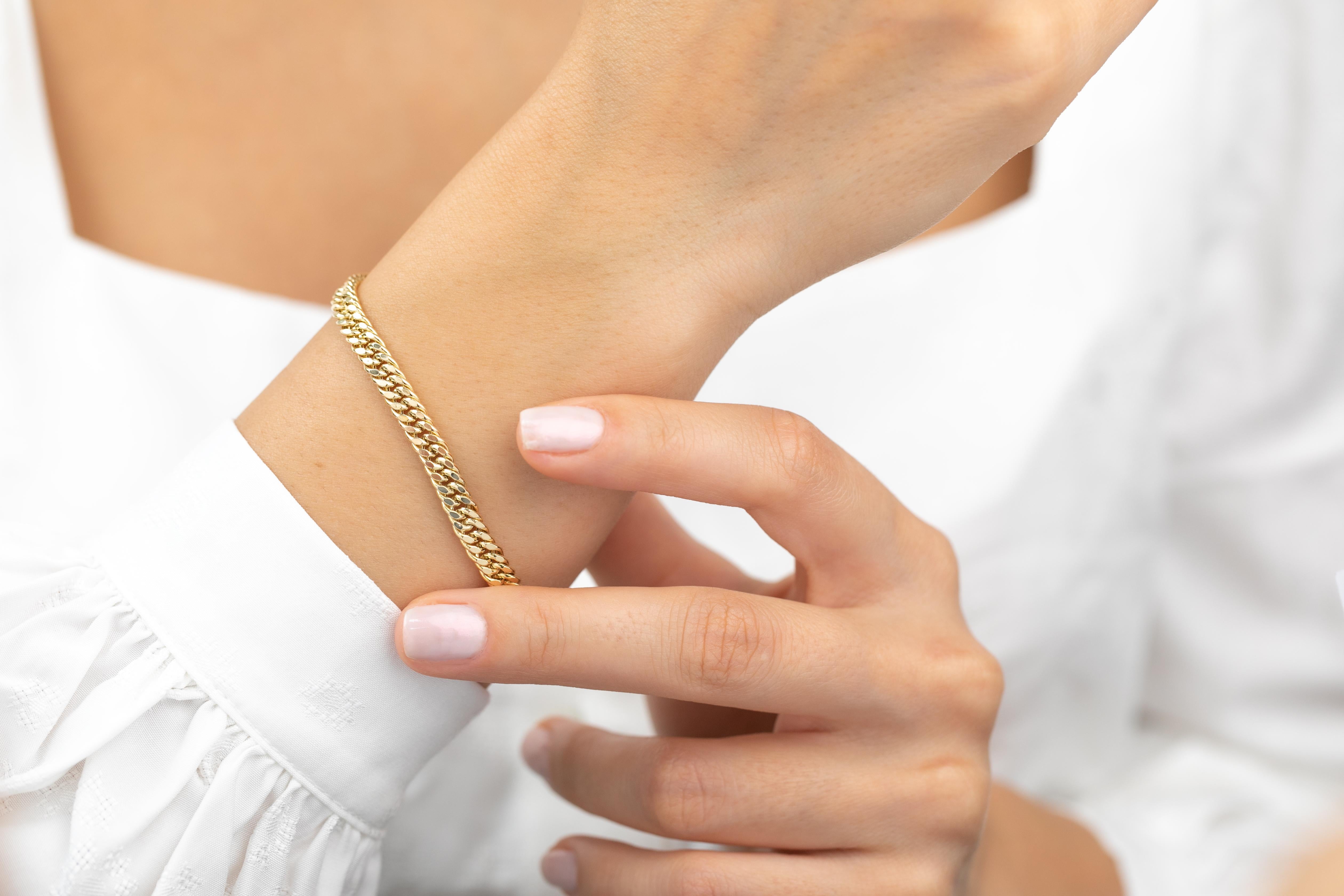Men's 14k Gold Bracelet Cuban Link Gourmet Chain Bracelet For Sale