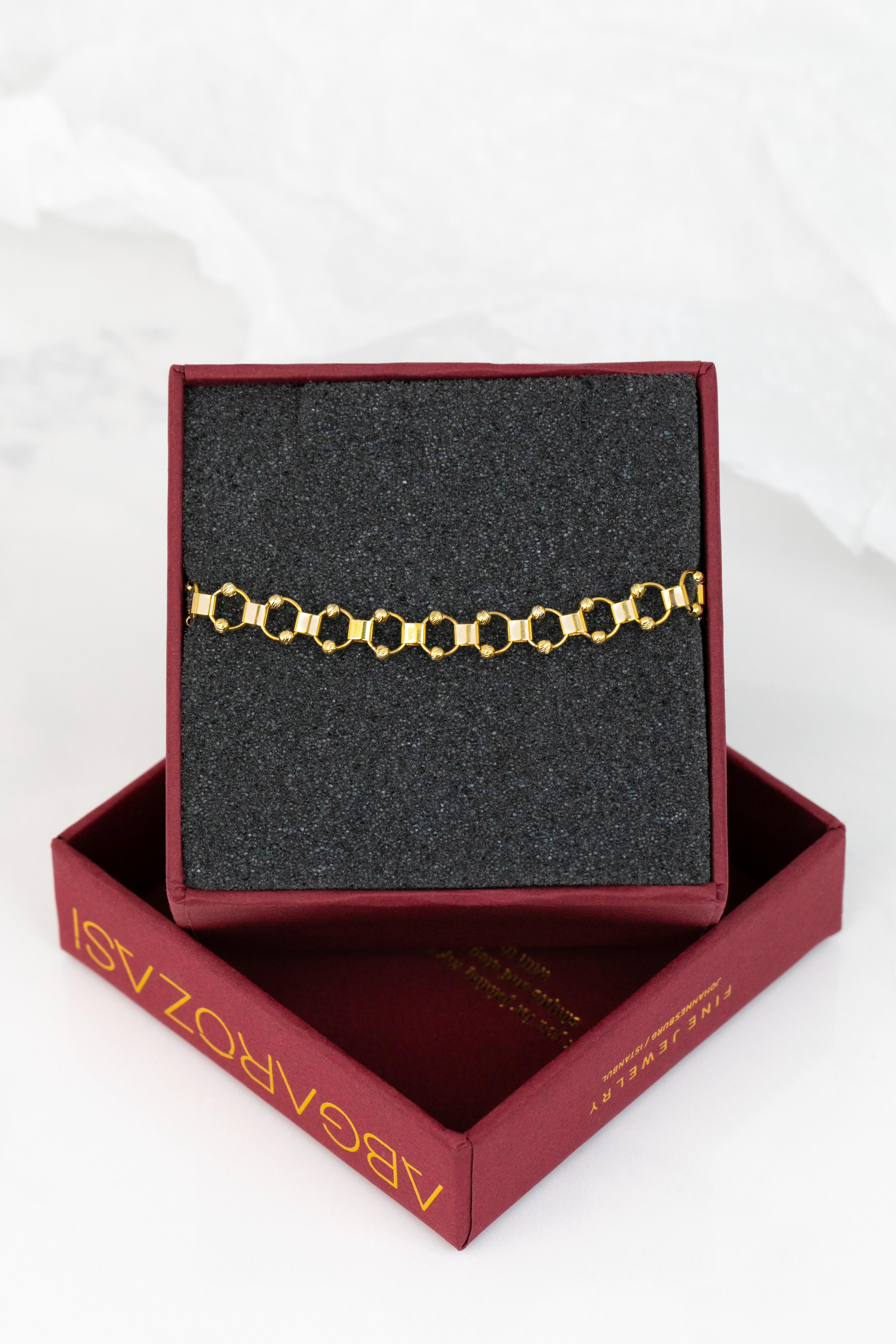 14k Gold Bracelet Dorica Ball and Ring Model Bracelet For Sale 2