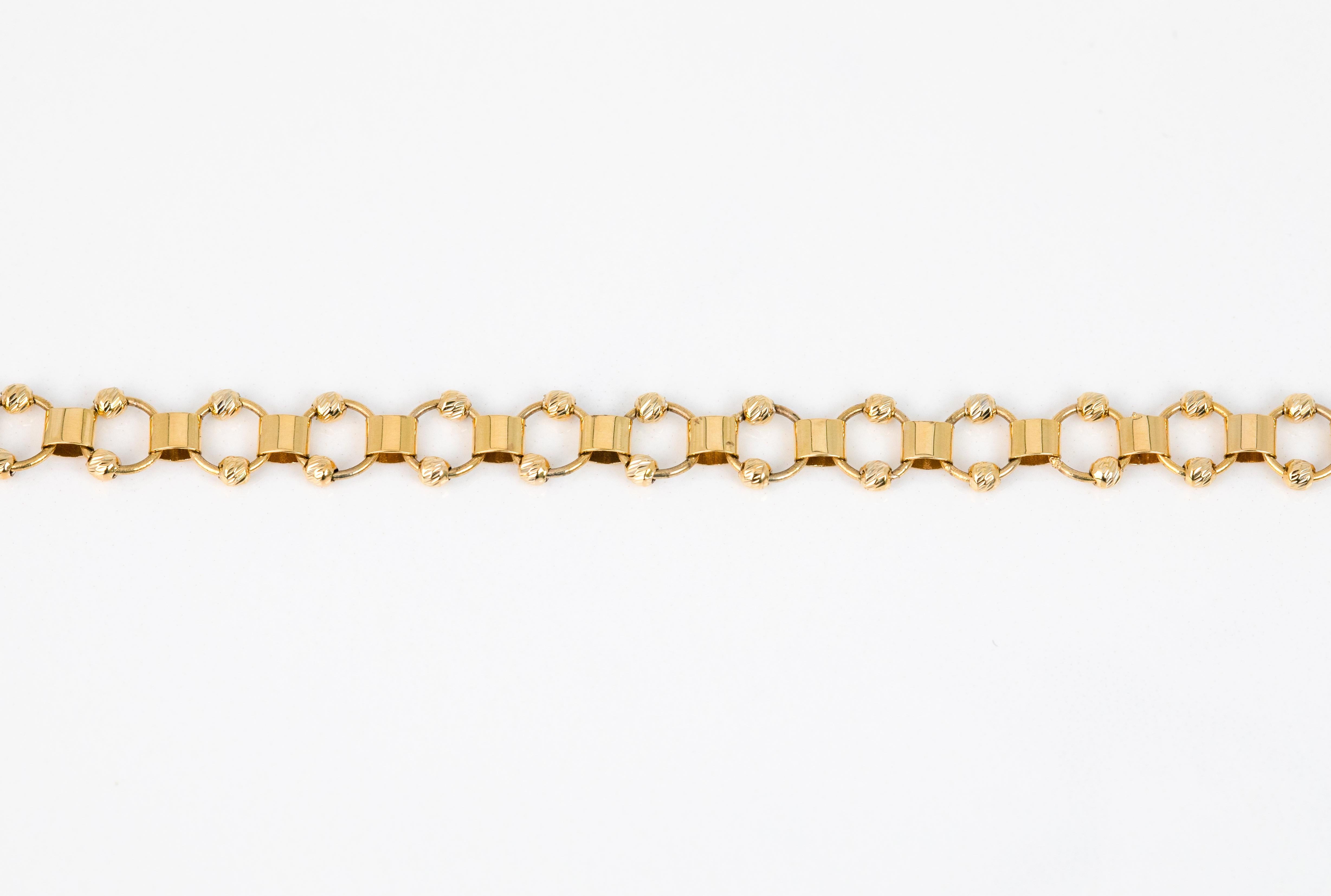 Contemporary 14k Gold Bracelet Dorica Ball and Ring Model Bracelet For Sale